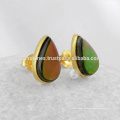 Venta al por mayor semi preciosos pendientes de piedras preciosas, hechos a mano piedras preciosas bisel Stud Earrings - joyas de piedras preciosas fabricante